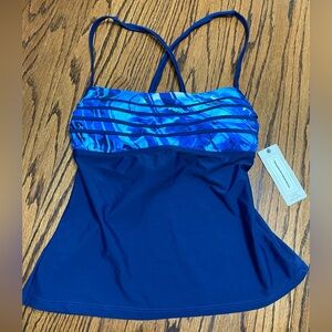 Peyton and Parker Womens Small Navy Tankini Swim Top Adjustable Straps NWT